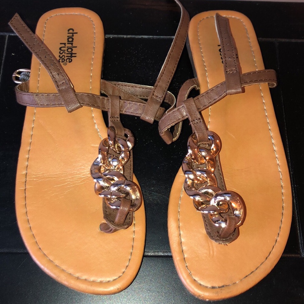 Brown bling sandals